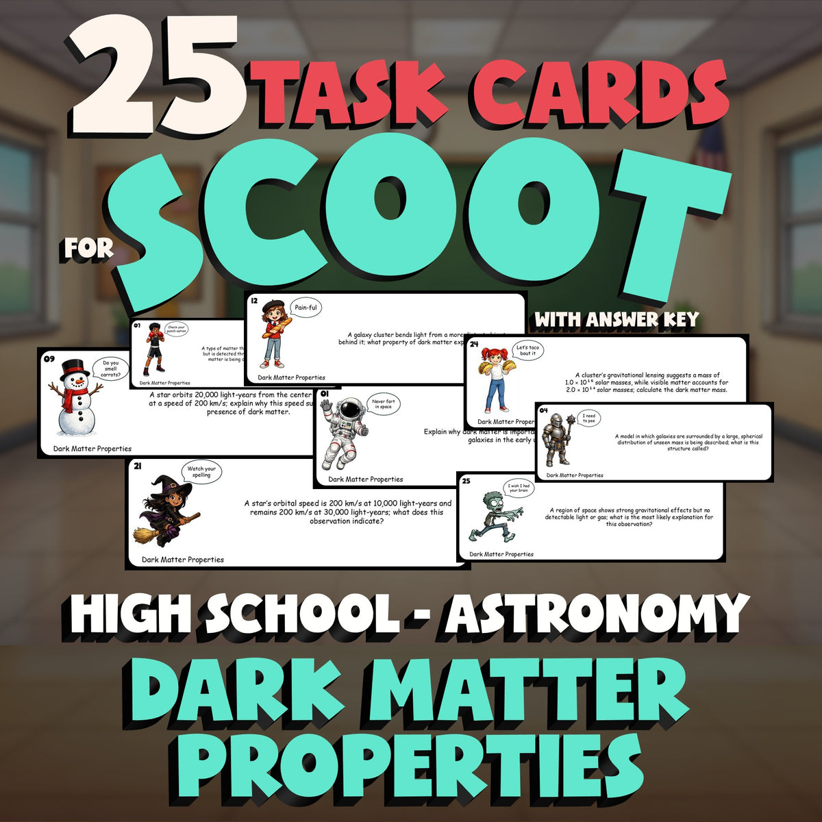 Dark Matter Properties SCOOT TASK CARDS Science Game - No Prep Astronomy Review