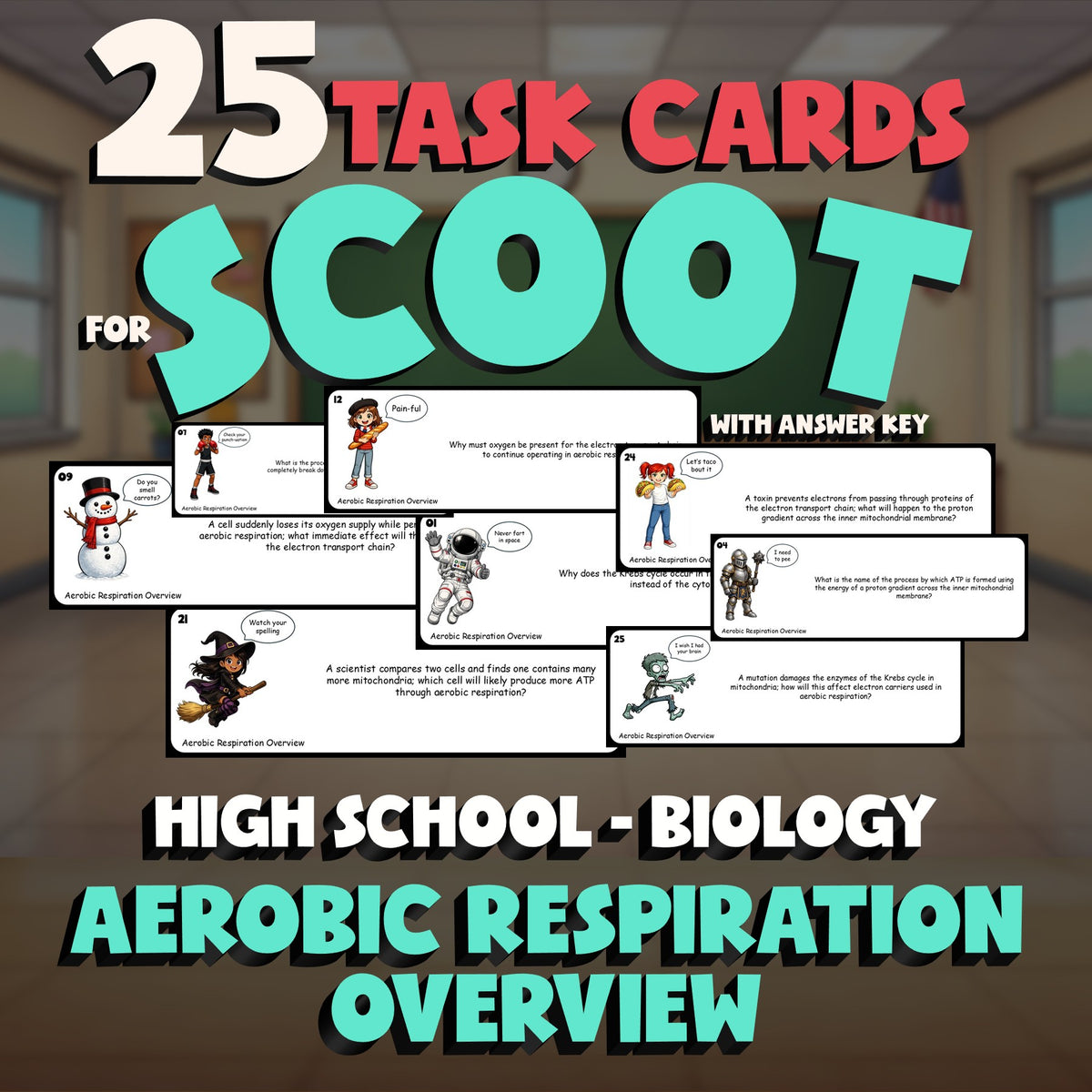 Aerobic Respiration Overview SCOOT TASK CARDS Science Game - No Prep Biology