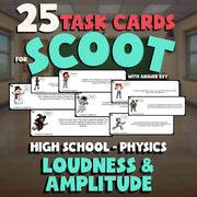 Loudness & Amplitude SCOOT TASK CARDS Science Game - No Prep Physics Review