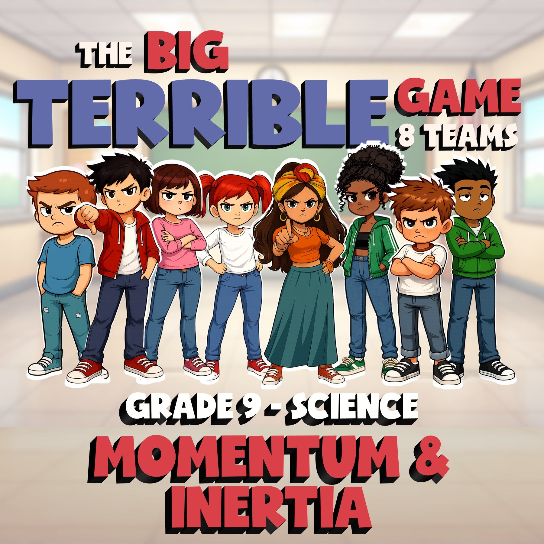 Momentum & Inertia BIG TERRIBLE GAME - No Prep Grade 9 Science Review Activity
