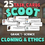 Cloning & Ethics SCOOT TASK CARDS Science Game - No Prep Grade 7 Review Activity