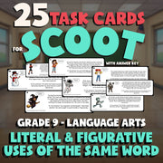 Literal & Figurative Uses of the Same Word SCOOT TASK CARDS ELA Game - Grade 9