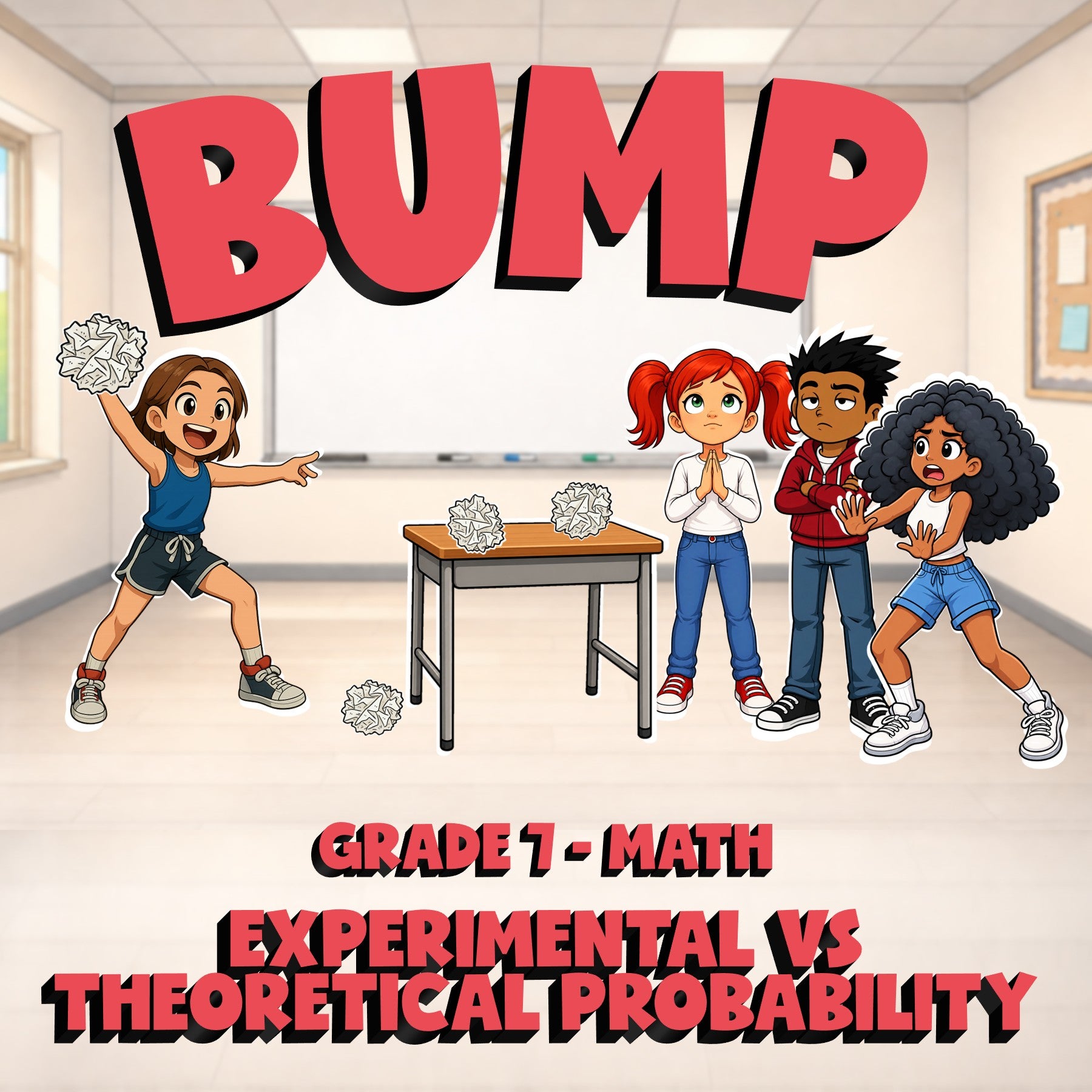 Experimental vs Theoretical Probability BUMP Math Game - No Prep Grade 7 Review