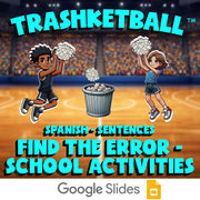 Find the Error - School Activities TRASHKETBALL Spanish Game - No Prep Exercise