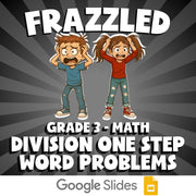 Division One Step Word Problems FRAZZLED Math Game - No Prep Grade 3 Review