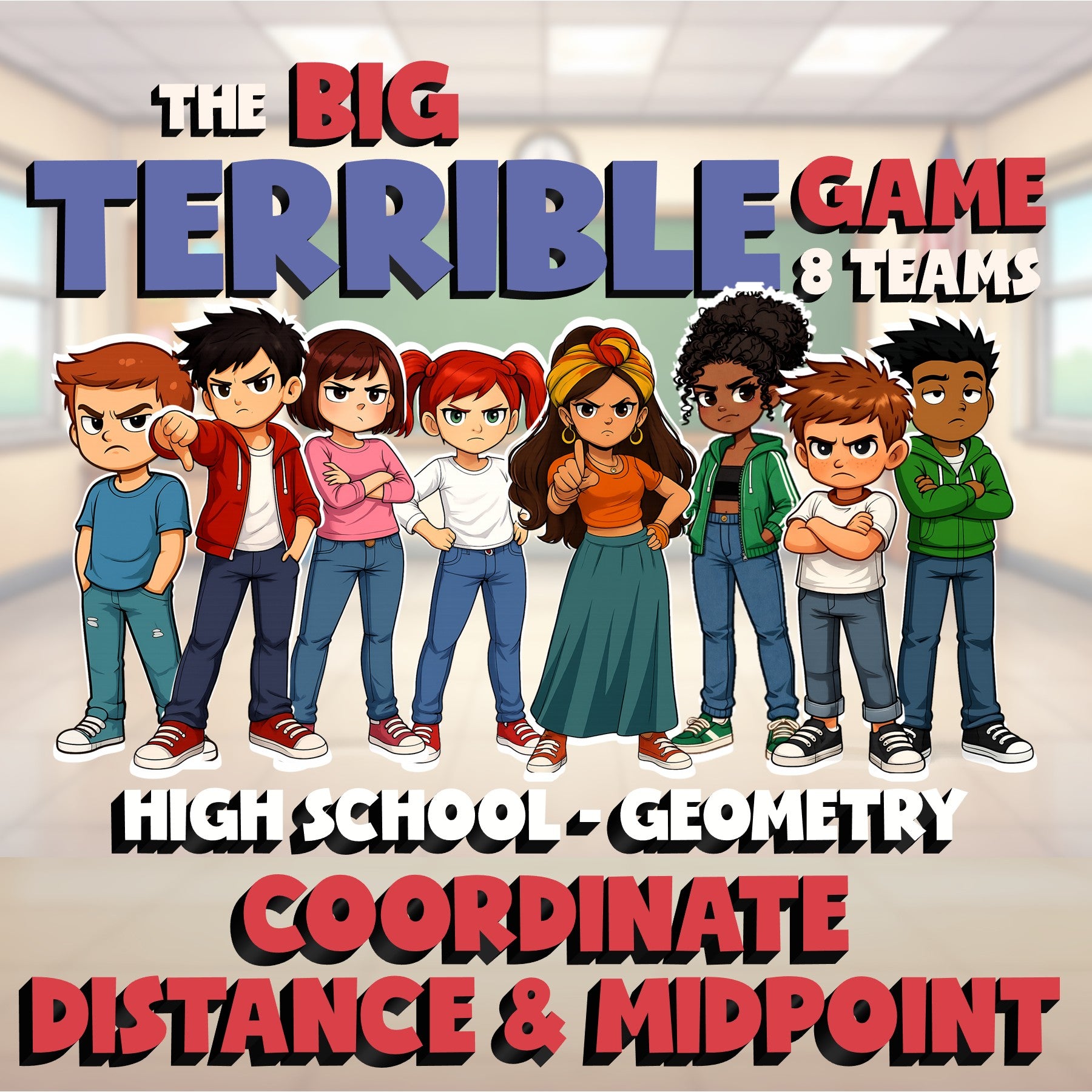 Coordinate Distance & Midpoint BIG TERRIBLE GAME - No Prep Geometry Math Review