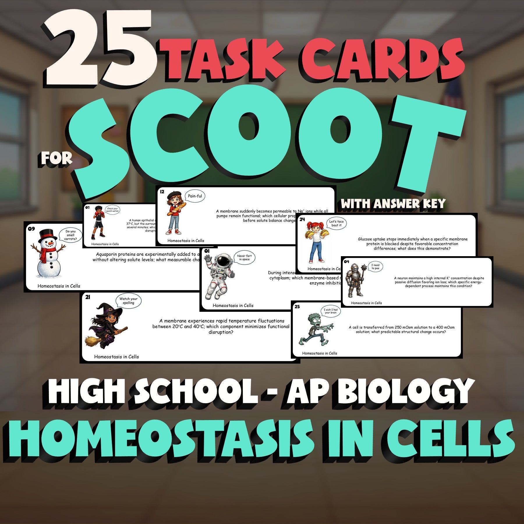 Homeostasis in Cells SCOOT TASK CARDS Science Game - No Prep AP Biology Review