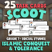 Islamic Conquest & Tolerance SCOOT TASK CARDS Socials Game - No Prep Grade 7