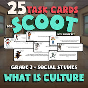 What Is Culture SCOOT TASK CARDS Socials Game - No Prep Grade 3 Review Activity