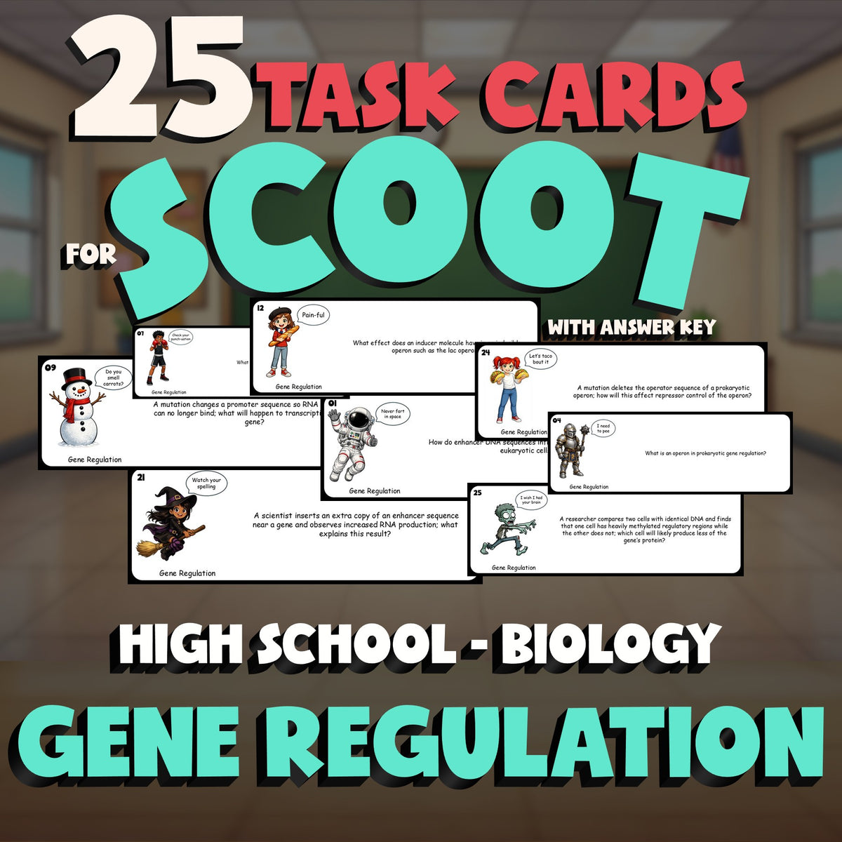 Gene Regulation SCOOT TASK CARDS Science Game - No Prep Biology Review Activity