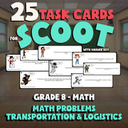 Math Problems Transportation & Logistics SCOOT TASK CARDS Math Game - Grade 8