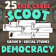 Democracy SCOOT TASK CARDS Socials Game - No Prep Grade 8 Review Activity