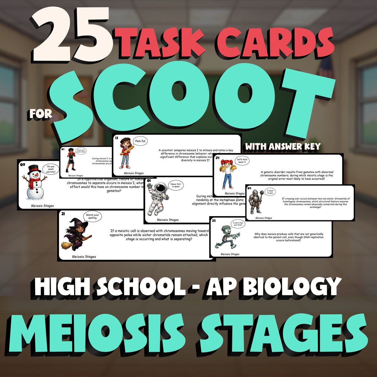 Meiosis Stages SCOOT TASK CARDS Science Game - No Prep AP Biology Review