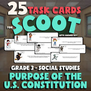 Purpose of the U.S. Constitution SCOOT TASK CARDS Socials Game - No Prep Grade 3