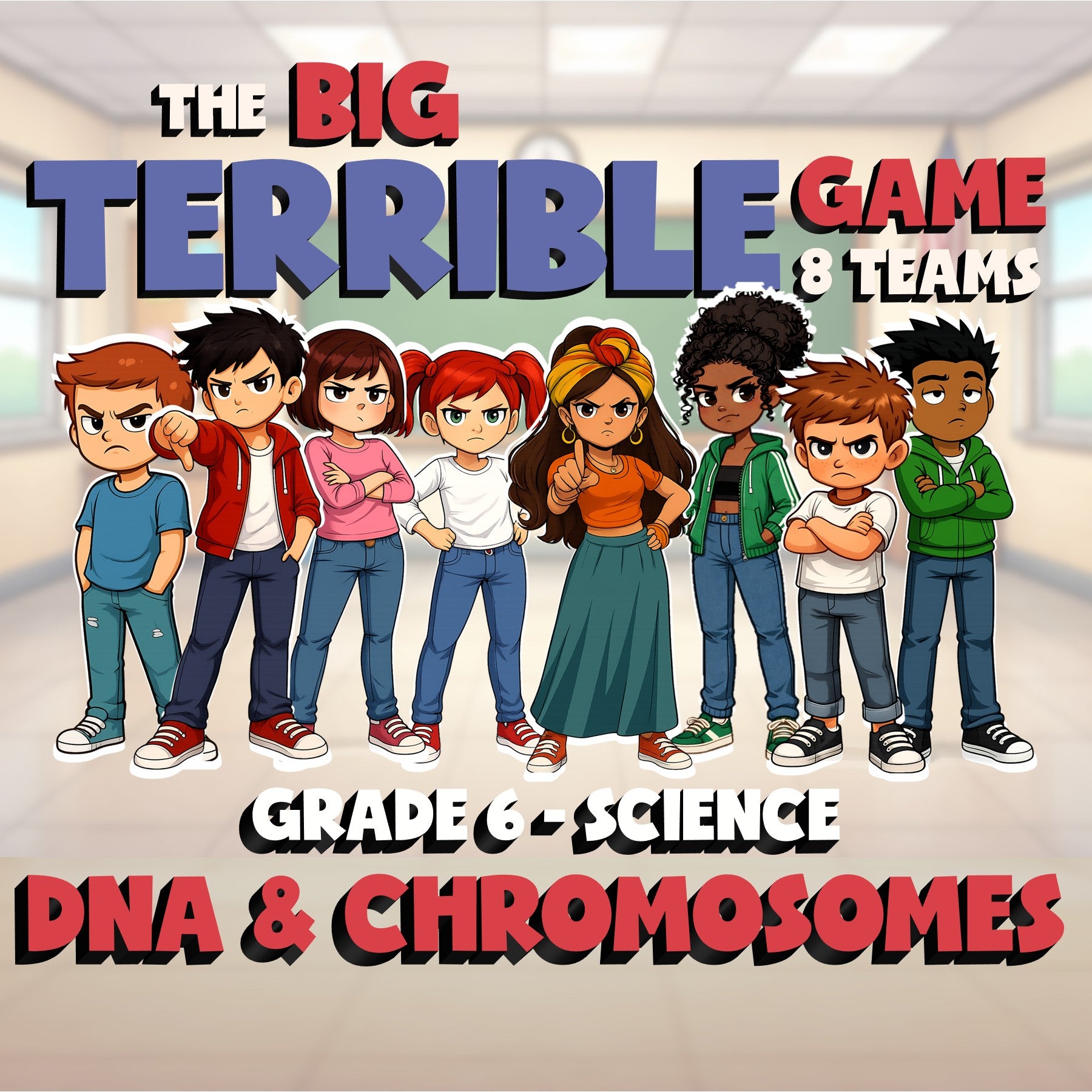 DNA & Chromosomes BIG TERRIBLE GAME - No Prep Grade 6 Science Review Activity