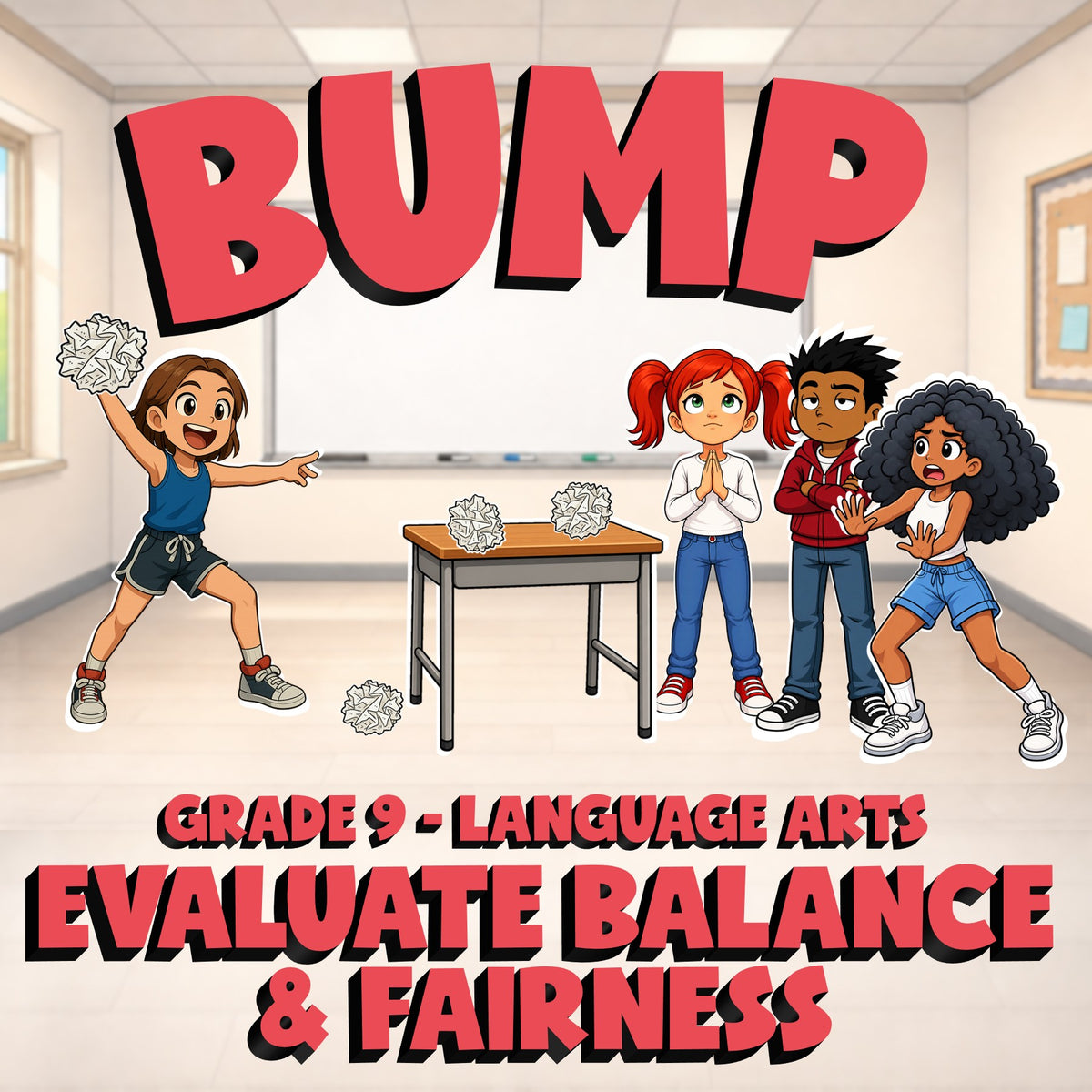 Evaluate Balance & Fairness BUMP ELA Game - No Prep Grade 9 Review Activity