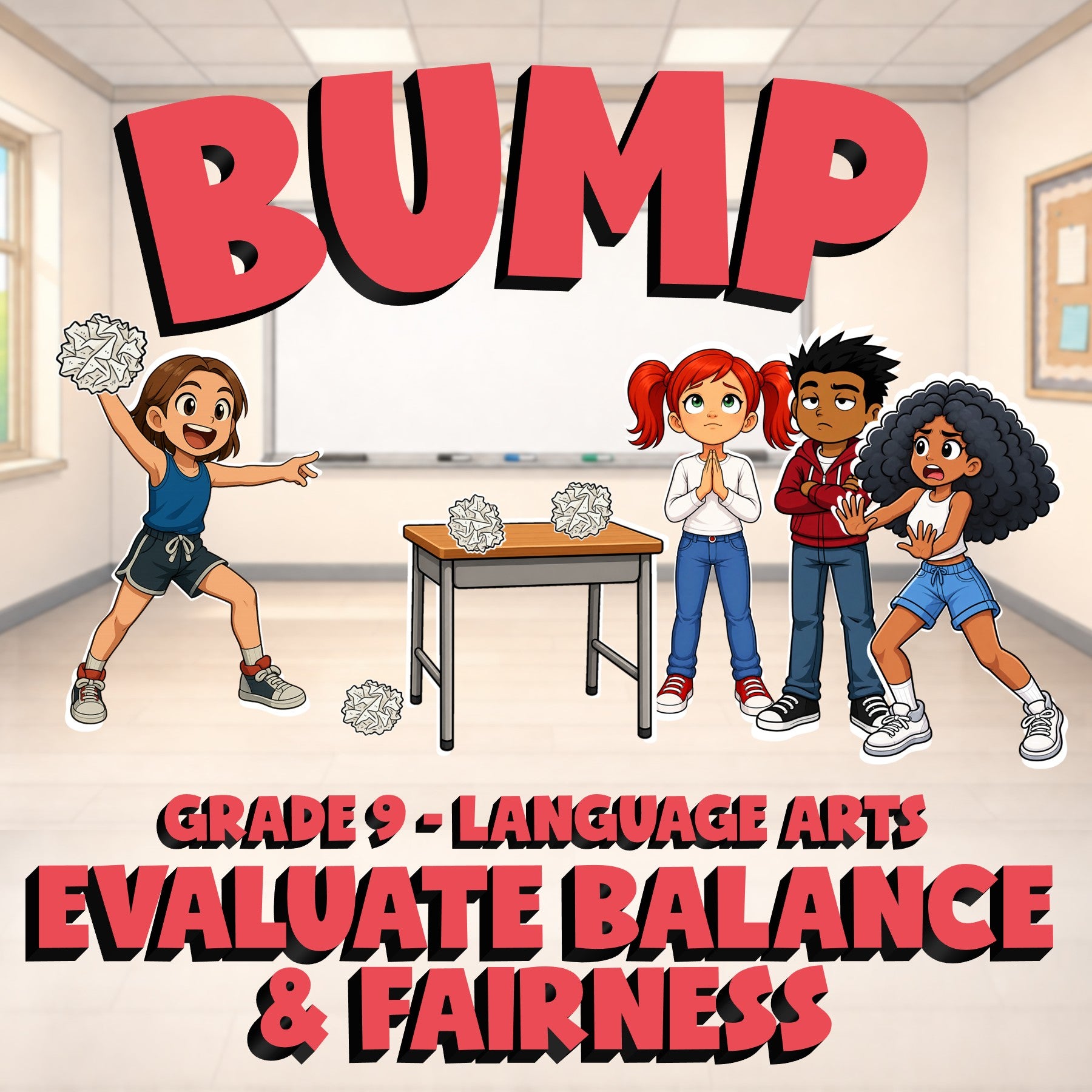 Evaluate Balance & Fairness BUMP ELA Game - No Prep Grade 9 Review Activity