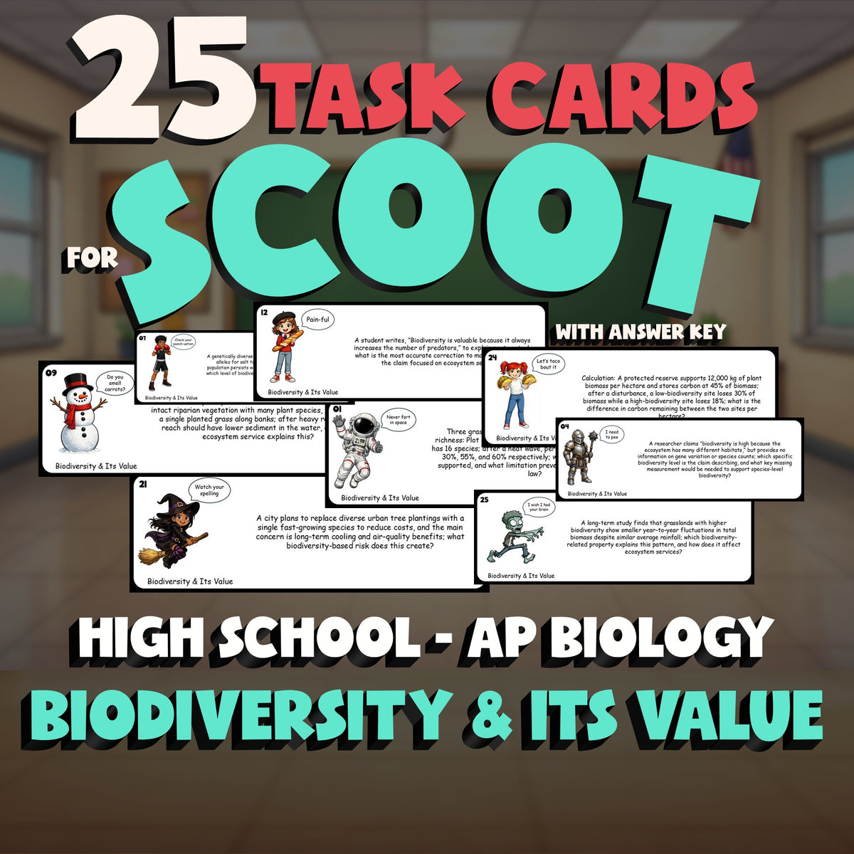 Biodiversity & Its Value SCOOT TASK CARDS Science Game - No Prep AP Biology
