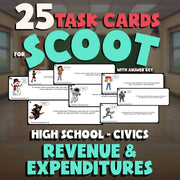 Revenue & Expenditures SCOOT TASK CARDS Civics Game - No Prep Review Activity