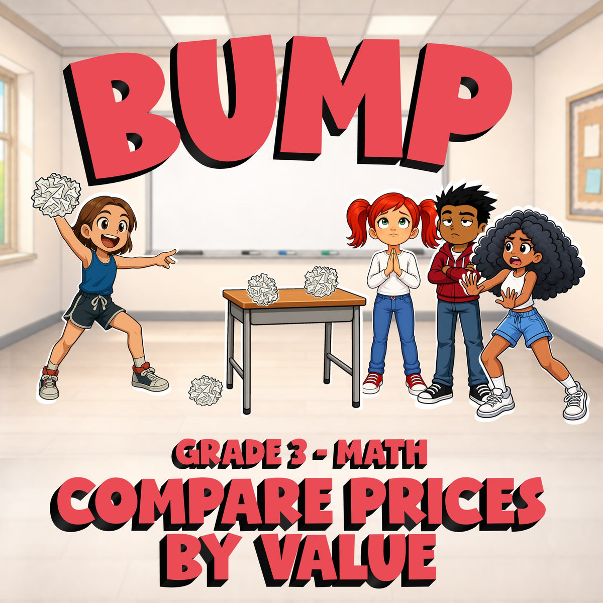 Compare Prices by Value BUMP Math Game - No Prep Grade 3 Review Activity