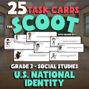 U.S. National Identity SCOOT TASK CARDS Socials Game - No Prep Grade 3 Review