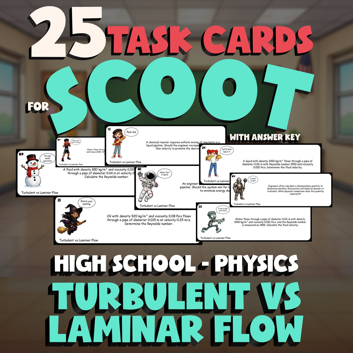 Turbulent vs Laminar Flow SCOOT TASK CARDS Science Game - No Prep Physics Review