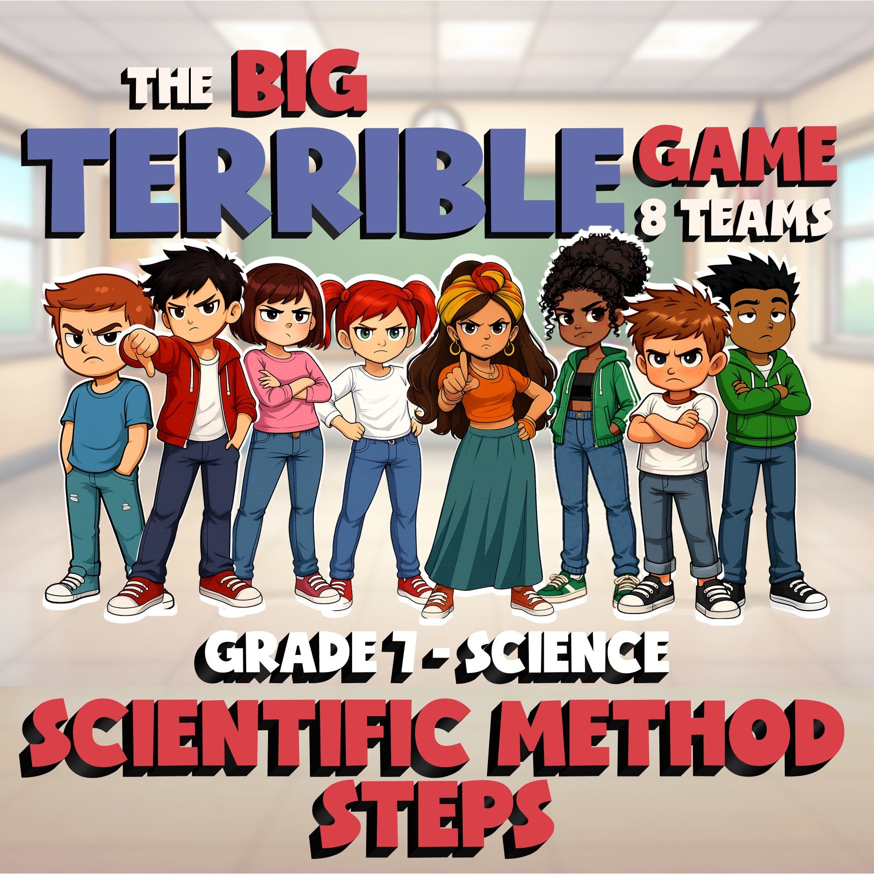 Scientific Method Steps BIG TERRIBLE GAME - No Prep Grade 7 Science Review