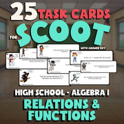 Relations & Functions SCOOT TASK CARDS Math Game - No Prep Algebra 1 Review