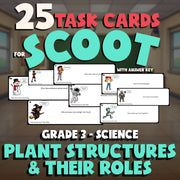 Plant Structures & Their Roles SCOOT TASK CARDS Science Game - No Prep Grade 3