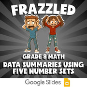 Data Summaries Using Five Number Sets FRAZZLED Math Game - No Prep Grade 8