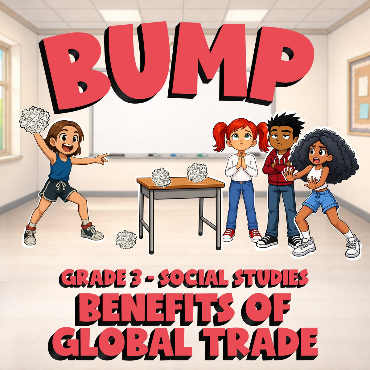 Benefits of Global Trade BUMP Socials Game - No Prep Grade 3 Review Activity