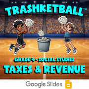 Taxes & Revenue TRASHKETBALL Socials Game - No Prep Grade 4 Review Activity