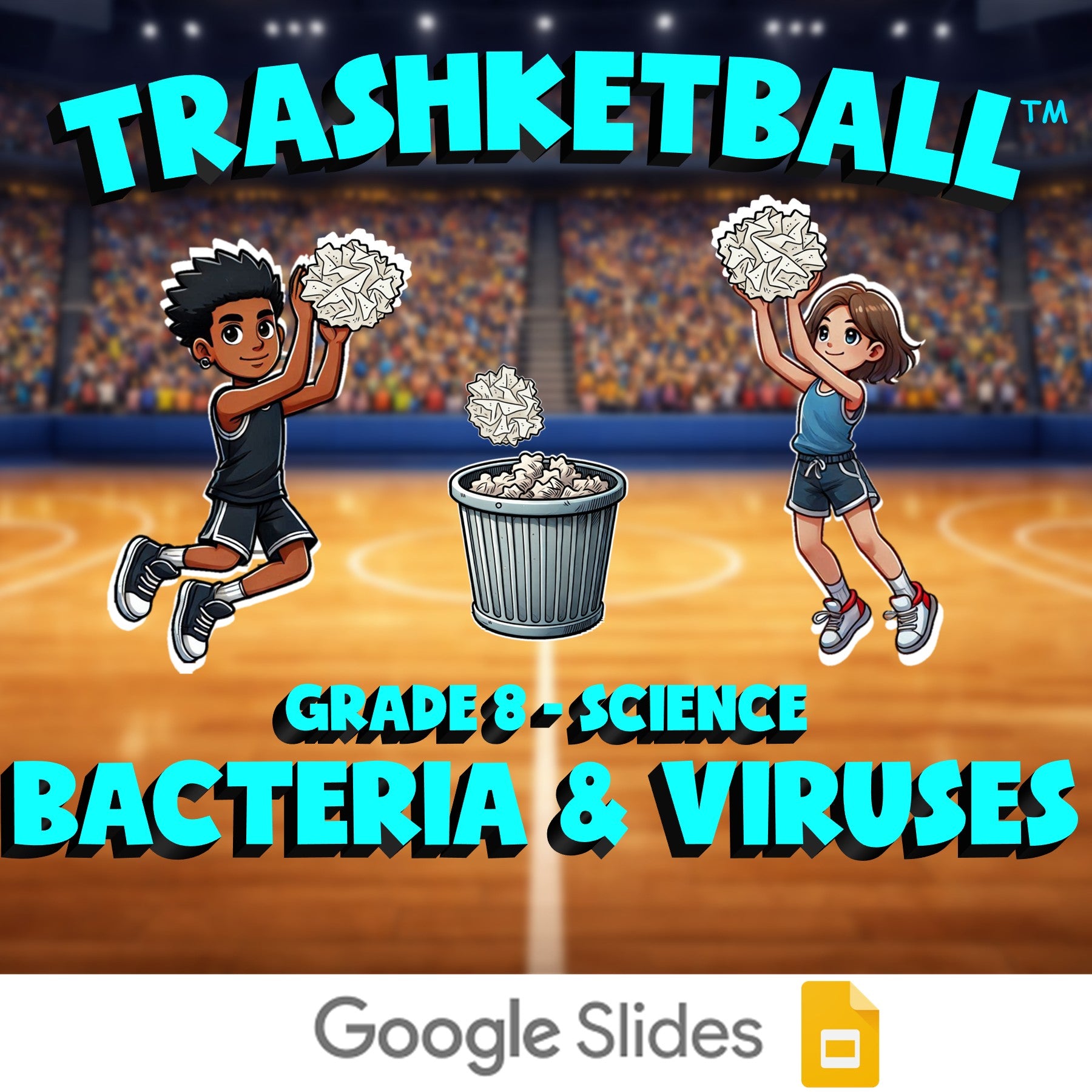 Bacteria & Viruses TRASHKETBALL Science Game - No Prep Grade 8 Review Activity