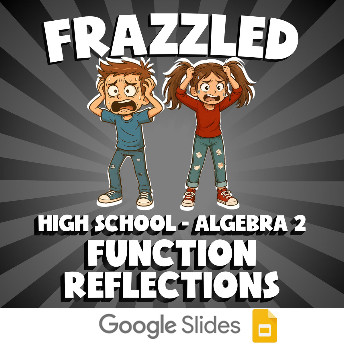 Function Reflections FRAZZLED Math Game - No Prep Algebra 2 Review Activity