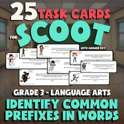 Identify Common Prefixes in Words SCOOT TASK CARDS ELA Game - No Prep Grade 3