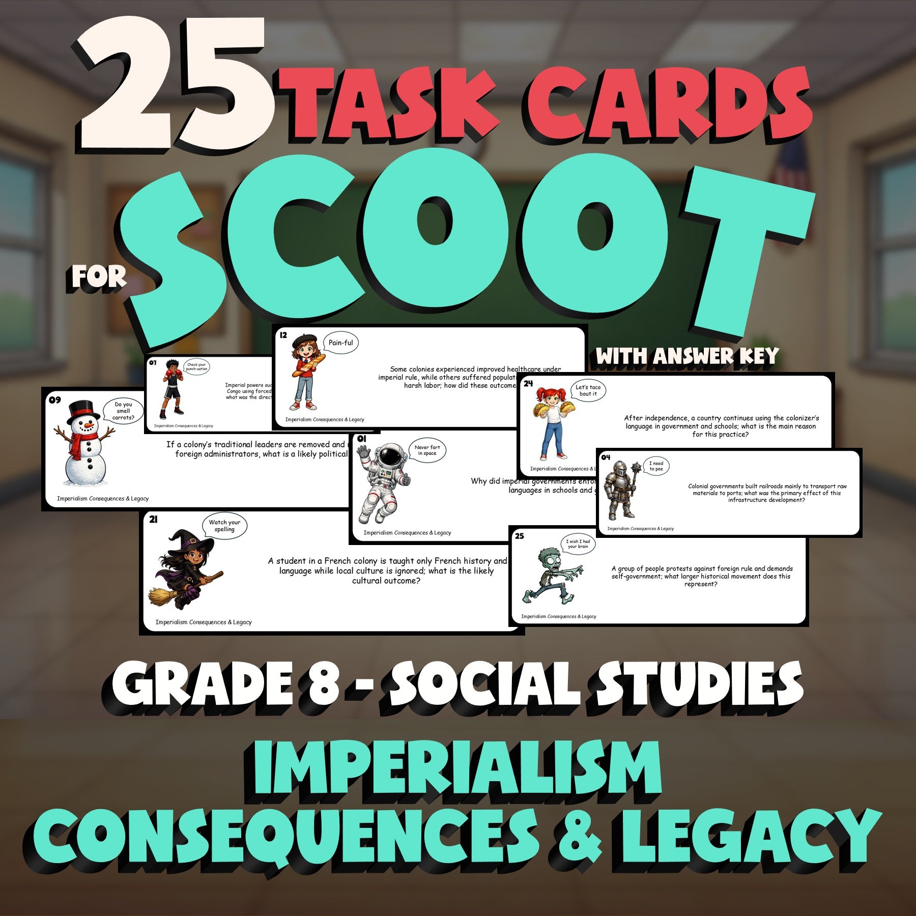 Imperialism Consequences & Legacy SCOOT TASK CARDS Socials Game - Grade 8