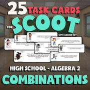 Combinations SCOOT TASK CARDS Math Game - No Prep Algebra 2 Review Activity