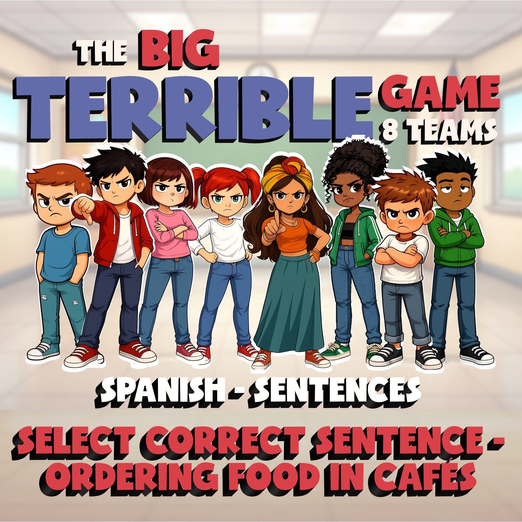Select Correct Sentence - Ordering Food in Cafés BIG TERRIBLE GAME - Spanish
