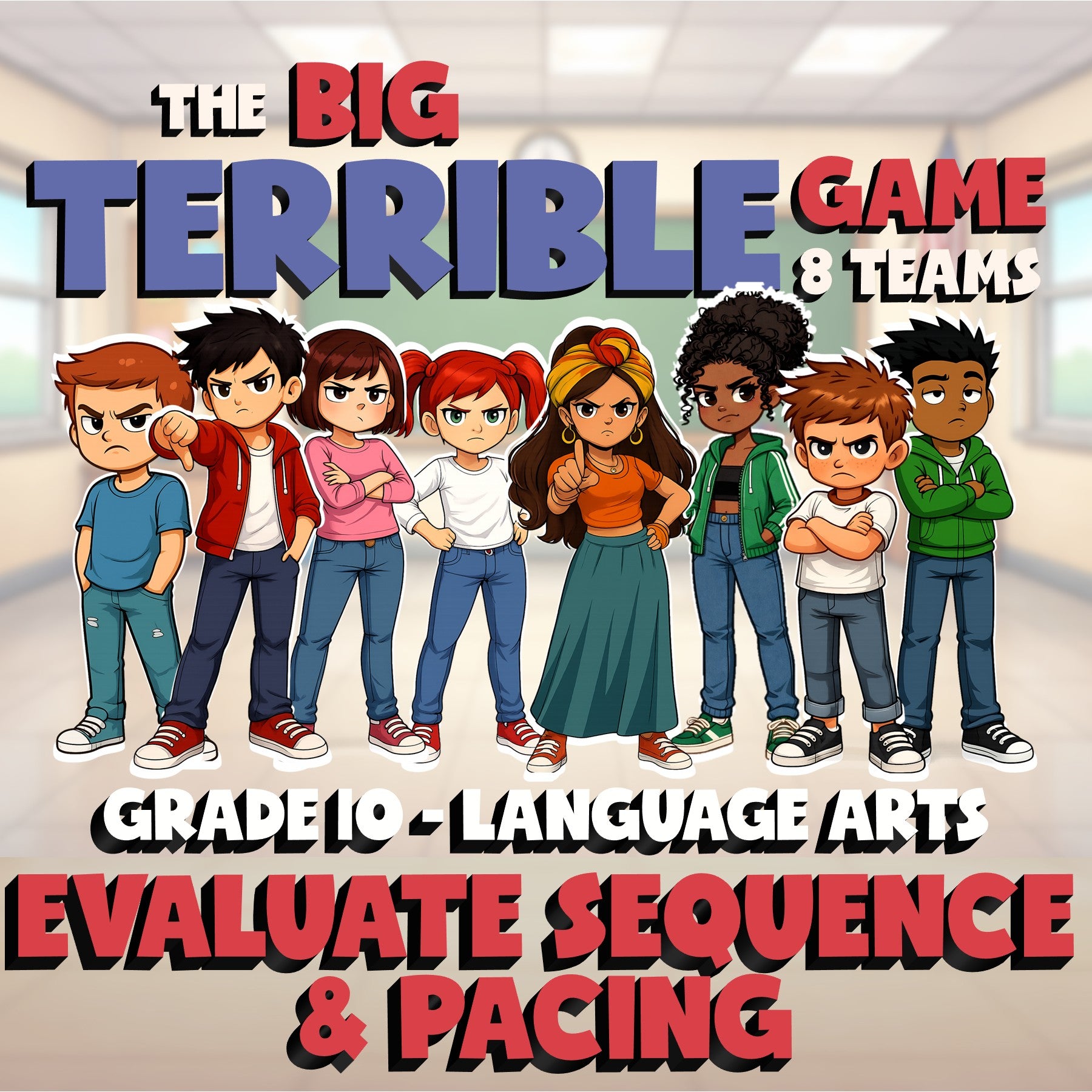 Evaluate Sequence & Pacing BIG TERRIBLE GAME - No Prep Grade 10 ELA Review
