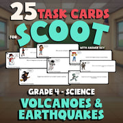Volcanoes & Earthquakes SCOOT TASK CARDS Science Game - No Prep Grade 4 Review