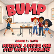 Multiply & Divide One Step Word Problems BUMP Math Game - No Prep Grade 3 Review