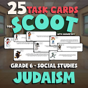 Judaism SCOOT TASK CARDS Socials Game - No Prep Grade 6 Review Activity