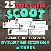 Byzantine Economy & Trade SCOOT TASK CARDS Socials Game - No Prep Grade 7 Review