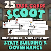 State Building & Governance SCOOT TASK CARDS Game - No Prep World History Review