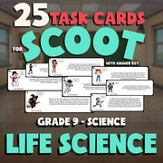 LIFE SCIENCE SCOOT TASK CARDS Science Game - No Prep Grade 9 Review Activity