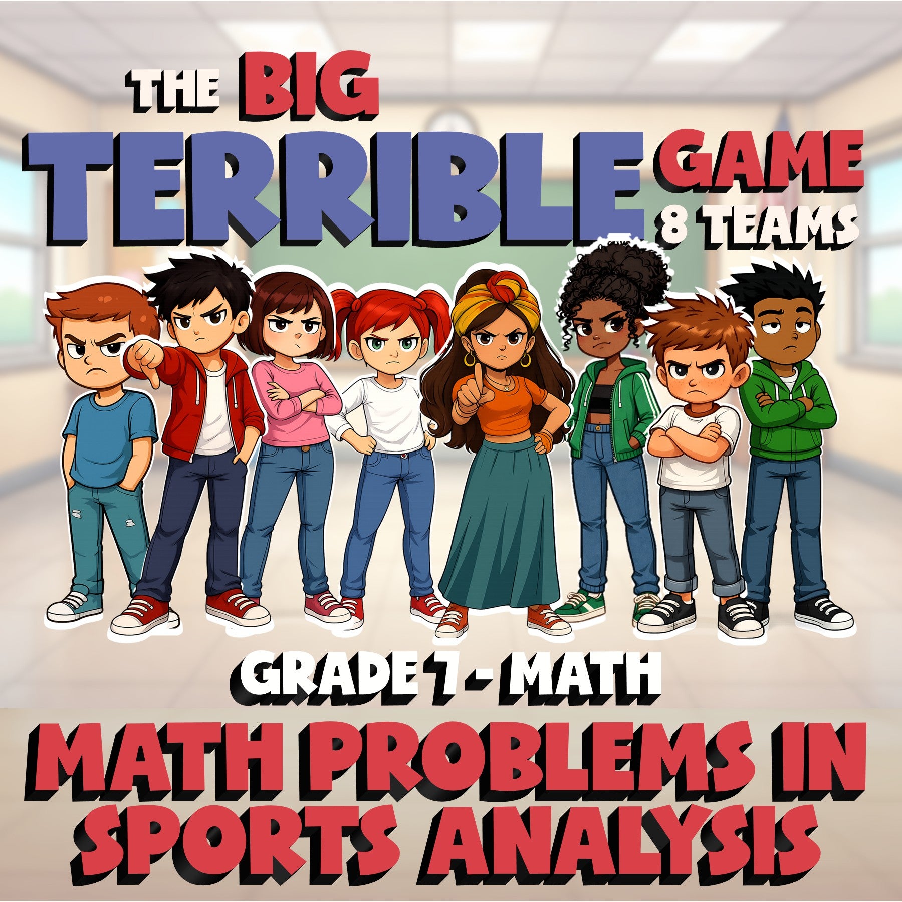 Math Problems in Sports Analysis BIG TERRIBLE GAME - No Prep Grade 7 Math Review
