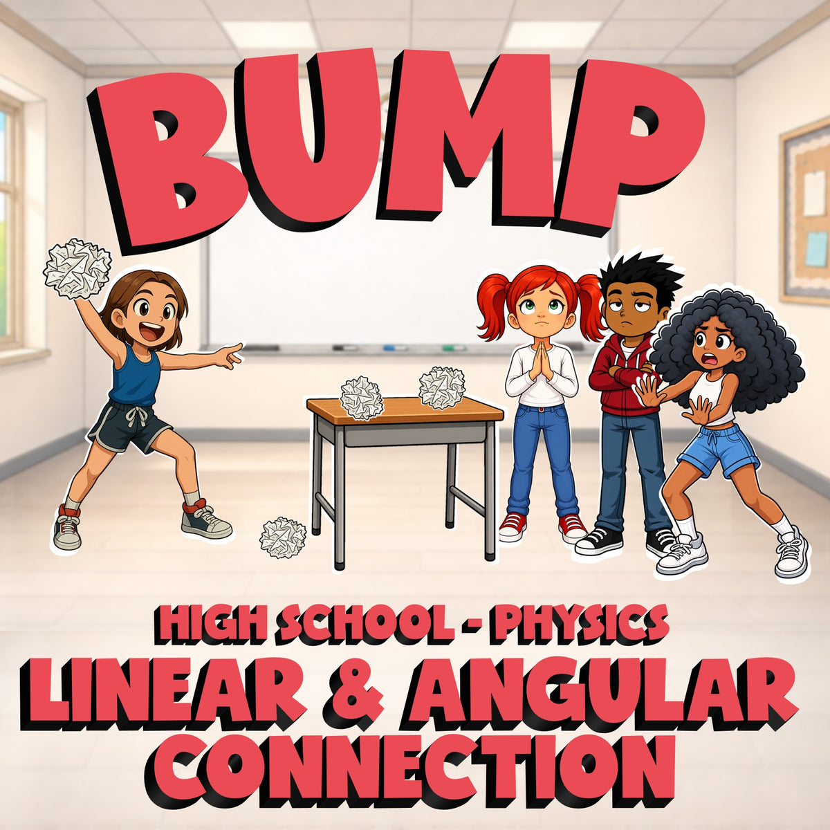 Linear & Angular Connection BUMP Science Game - No Prep Physics Review Activity
