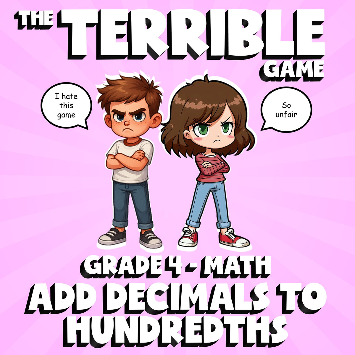 Add Decimals to Hundredths THE TERRIBLE GAME - No Prep Grade 4 Math Review