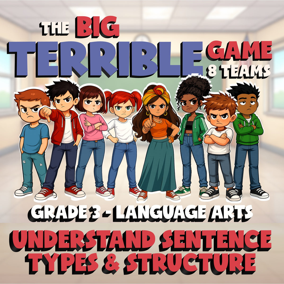 Understand Sentence Types & Structure BIG TERRIBLE GAME - Grade 3 ELA Review