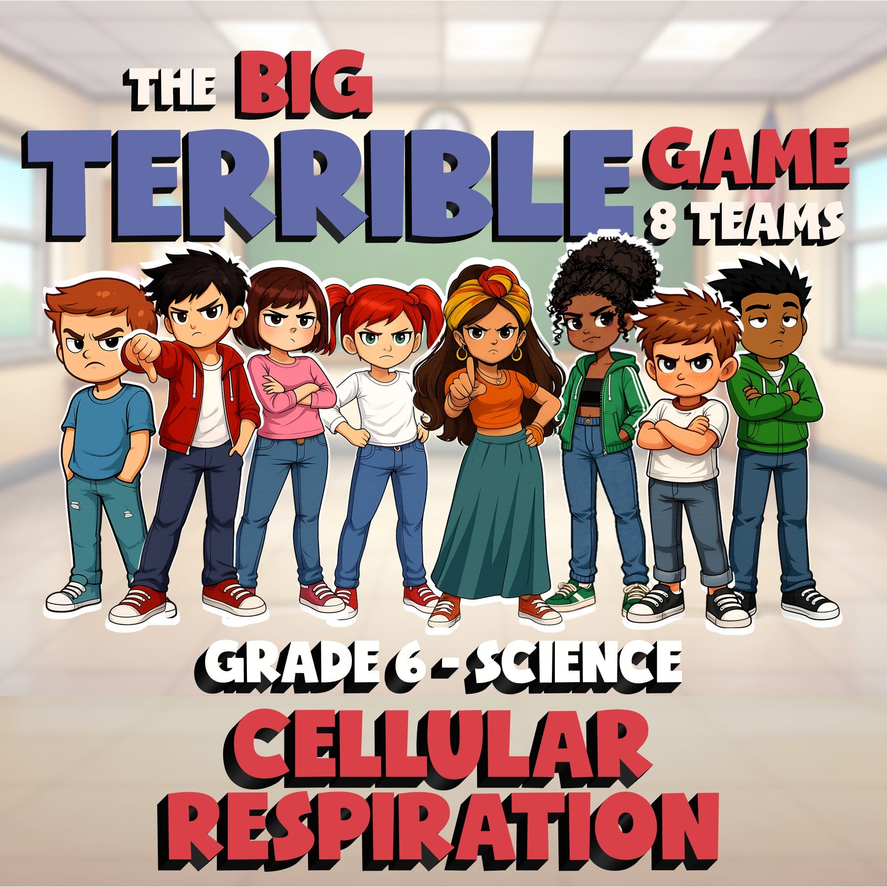 Cellular Respiration BIG TERRIBLE GAME - No Prep Grade 6 Science Review Activity